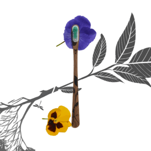 Brosse à dents en bois – Motif Feuille